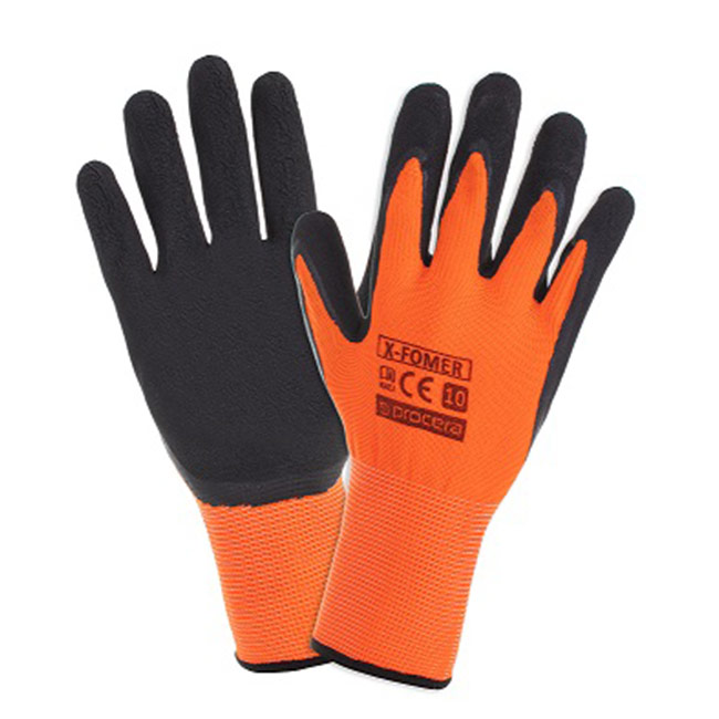 Rękawice z poliestru w kolorze czarno-pomarańczowym